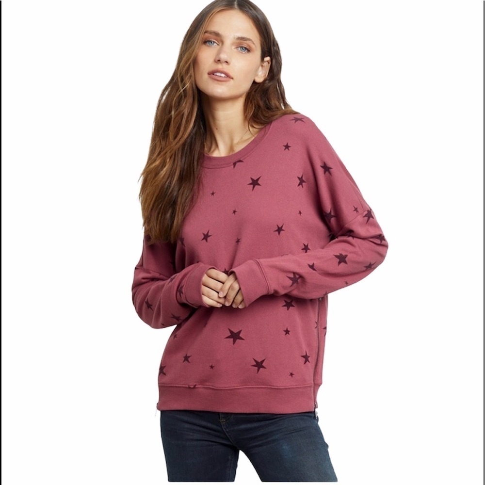 Rails | Marlo Garnet Flocked Star Crewneck Sweater